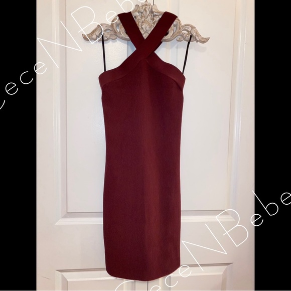 ❤️ ARITZIA Rich Maroon (Bordeaux / Wine) - LARGE - Sculpt Knit Criss Cross Dress - Picture 9 of 16